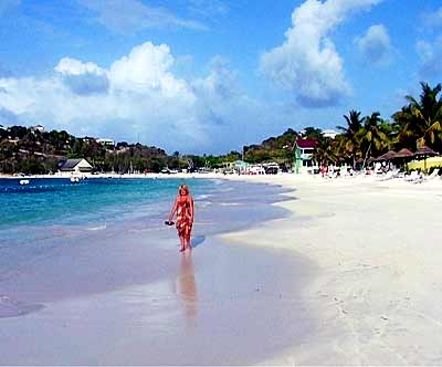 Carol on the beach at PBR Antigua